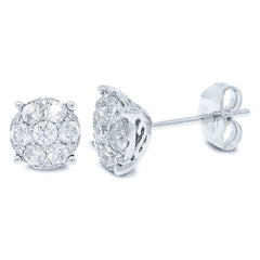 0.67ct 14k White Gold Diamond Cluster Stud Earring