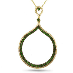 0.35ct Diamond & 0.93ct Green Garnet 14k Yellow Gold Pendant