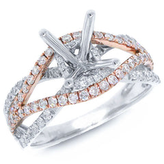 0.68ct 14k Two-tone Rose Gold Diamond Semi-mount Ring