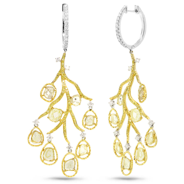 4.31ct 18k Two-tone Gold Fancy Color Diamond Earring