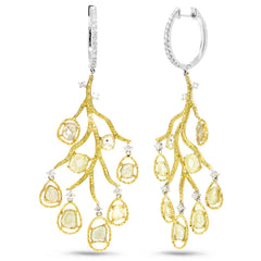 4.31ct 18k Two-tone Gold Fancy Color Diamond Earring