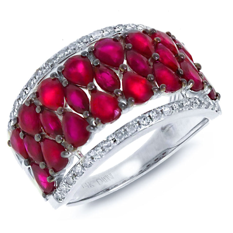 0.31ct Diamond & 3.89ct Ruby 14k White Gold Ring