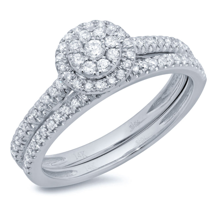0.44ct 14k White Gold Diamond Wedding Set Pave