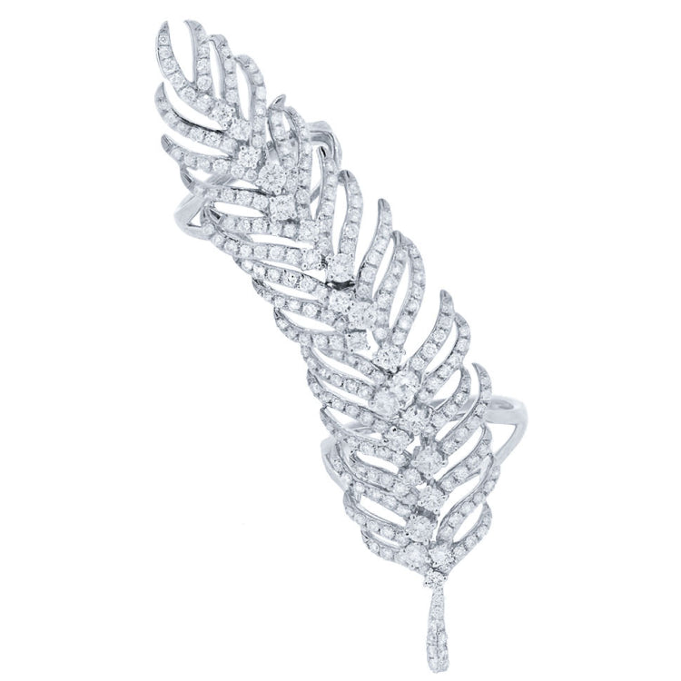 2.65ct 14k White Gold Diamond Feather Ring