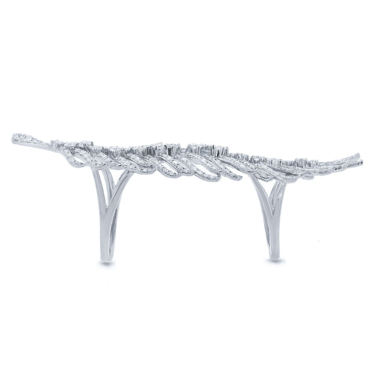 2.65ct 14k White Gold Diamond Feather Ring