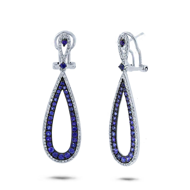 0.46ct Diamond & 1.28ct Blue Sapphire 14k White Gold Earring