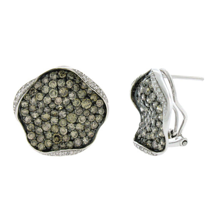 3.30ct 14k White Gold White & Champagne Diamond Earring