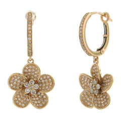 0.85ct 14k Rose Gold Diamond Flower Earring
