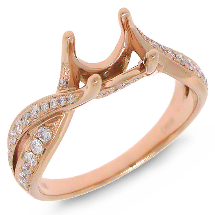 0.35ct 18k Rose Gold Diamond Semi-mount Ring