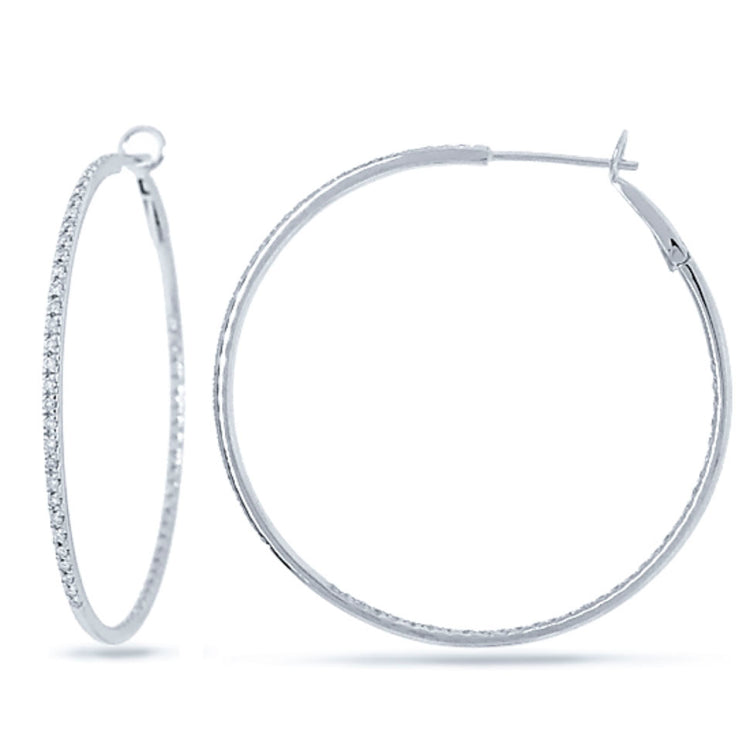 0.69ct 14k White Gold Diamond Hoop Earring