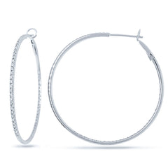 0.69ct 14k White Gold Diamond Hoop Earring