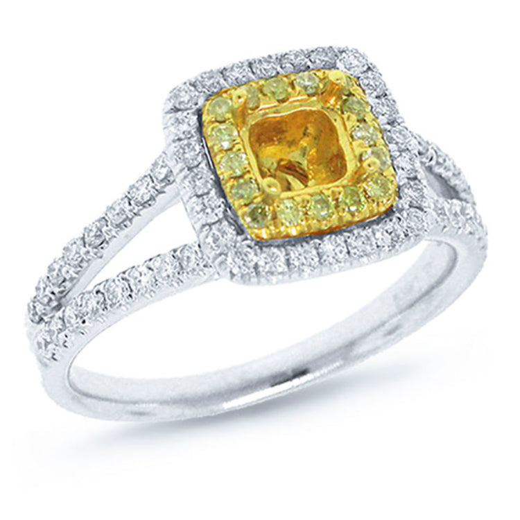 0.53ct 14k Two-tone Gold Diamond Semi-mount Ring