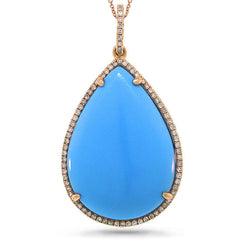 0.23ct Diamond & 17.16ct Composite Turquoise 14k Rose Gold Pendant