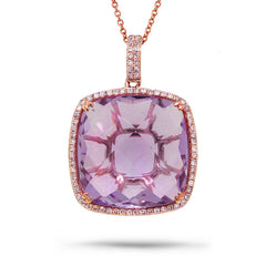 0.30ct Diamond & 17.69ct Amethyst 14k Rose Gold Pendant