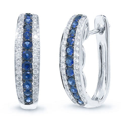 0.30ct Diamond & 0.43ct Blue Sapphire 14k White Gold Earring