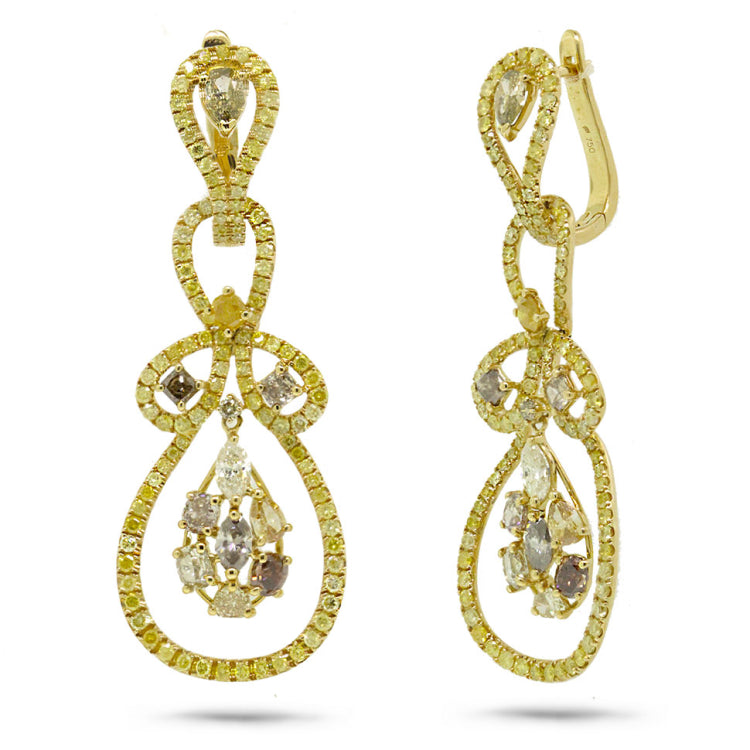 7.22ct 18k Yellow Gold Fancy Color Diamond Earring