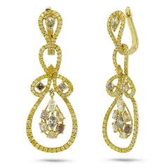 7.22ct 18k Yellow Gold Fancy Color Diamond Earring