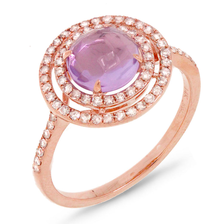0.37ct Diamond & 1.21ct Amethyst 14k Rose Gold Ring