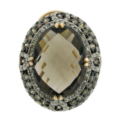 2.35ct White & Champagne Diamond & 14.73 Smokey Topaz 14k Rose Gold Earring