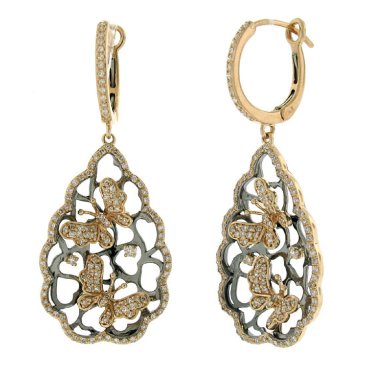 1.00ct 14k Two-tone B/r Diamond Butterfly Earring