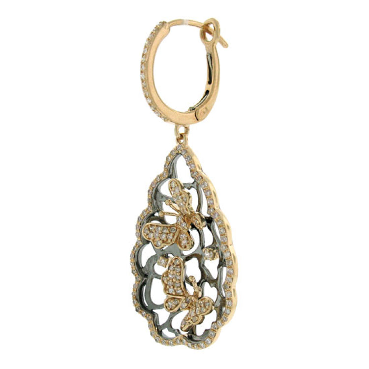 1.00ct 14k Two-tone B/r Diamond Butterfly Earring