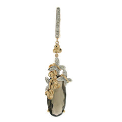 0.25ct Diamond & 14.24ct Smokey Topaz 14k Two-tone Rose Gold Earring