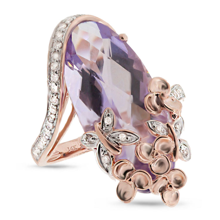 0.20ct Diamond & 9.97ct Amethyst 14k Two-tone R/g Ring