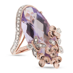 0.20ct Diamond & 9.97ct Amethyst 14k Two-tone R/g Ring
