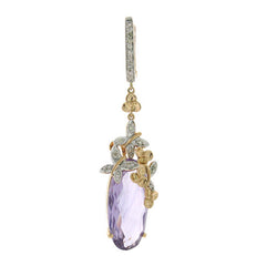 0.25ct Diamond & 14.13ct Amethyst 14k Two-tone Rose Gold Earring