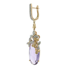 0.25ct Diamond & 14.13ct Amethyst 14k Two-tone Rose Gold Earring
