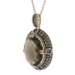 1.70ct White & Champagne Diamond & 11.85ct Smokey Topaz 14k Rose Gold Pendant