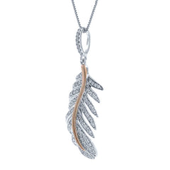 0.35ct 14k Two-tone R/g Diamond Feather Pendant