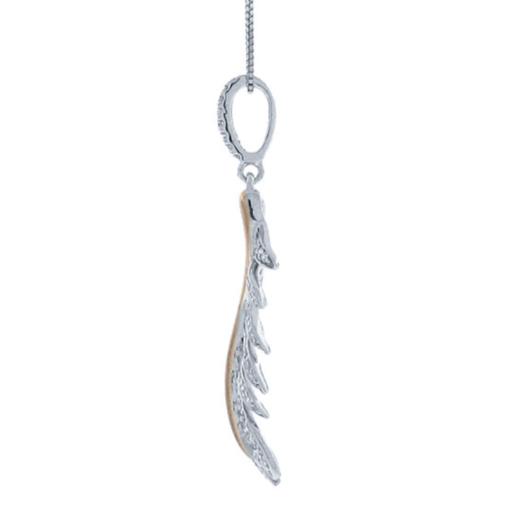 0.35ct 14k Two-tone R/g Diamond Feather Pendant