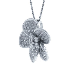 0.55ct 14k White Gold Diamond Flower Pendant