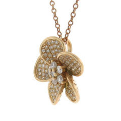 0.55ct 14k Rose Gold Diamond Flower Pendant