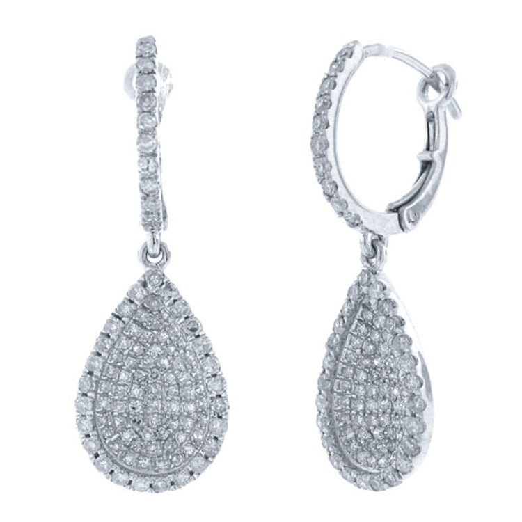 0.90ct 14k White Gold Diamond Pave Drop Earring