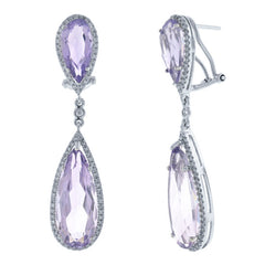 0.90ct Diamond & 18.81ct Amethyst 14k White Gold Earring