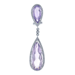 0.90ct Diamond & 18.81ct Amethyst 14k White Gold Earring