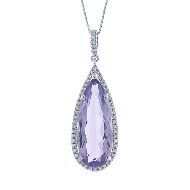 0.30ct Diamond & 7.38ct Amethyst 14k White Gold Pendant
