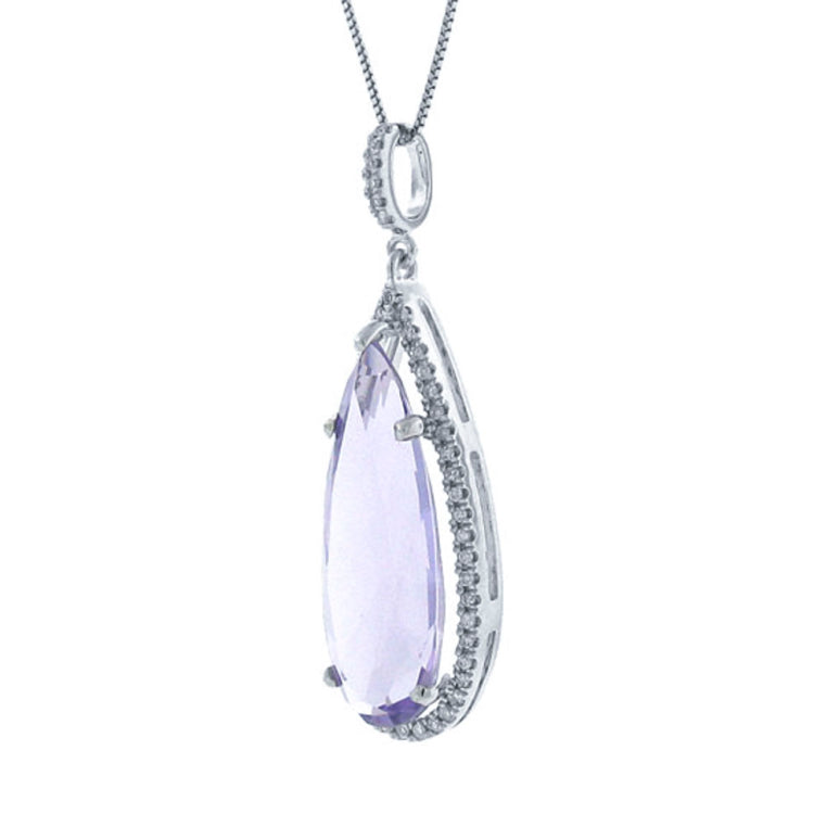 0.30ct Diamond & 7.38ct Amethyst 14k White Gold Pendant