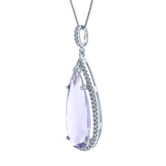 0.30ct Diamond & 7.38ct Amethyst 14k White Gold Pendant