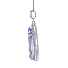 0.30ct Diamond & 7.38ct Amethyst 14k White Gold Pendant