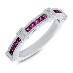 0.19ct Diamond & 0.60ct Ruby 14k White Gold Lady's Ring