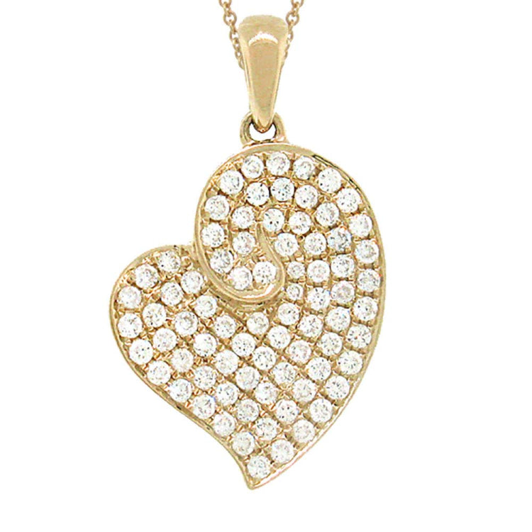 0.42ct 14k Yellow Gold Diamond Heart Necklace