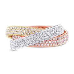 1.63ct 14k Three-tone Gold Diamond Eternity Ring 3-pc Size 5.75