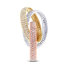 1.63ct 14k Three-tone Gold Diamond Eternity Ring 3-pc Size 5.75