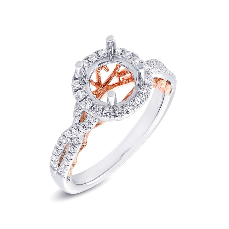 0.38ct 14k Two-tone Rose Gold Diamond Semi-mount Ring