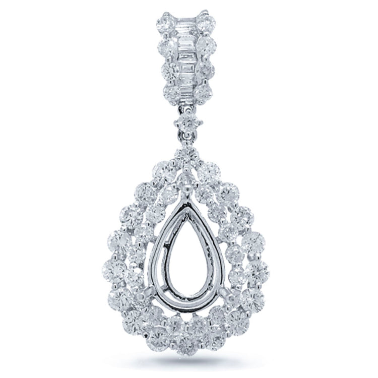 2.07ct 18k White Gold Diamond Semi-mount Pendant