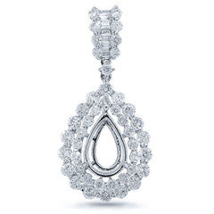 2.07ct 18k White Gold Diamond Semi-mount Pendant