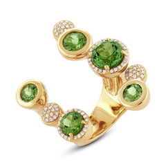 0.39ct Diamond & 5.31ct Peridot 14k Yellow Gold Ring